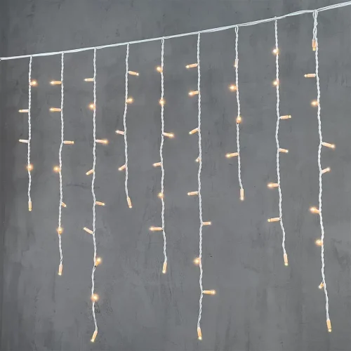 Гирлянда Бахрома 3,2 x 0,9 м Экстра Тепло-Белая 220В, 168 LED, Провод Белый Каучук, IP65. Фото 1.