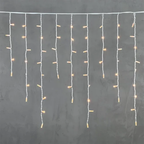 Гирлянда Бахрома 3,2 x 0,9 м Экстра Тепло-Белая 220В, 168 LED, Провод Белый Каучук, IP65. Фото 6.
