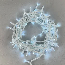 Гирлянда Нить 10м Белая 220В, 100 LED, Провод Белый Каучук, IP65