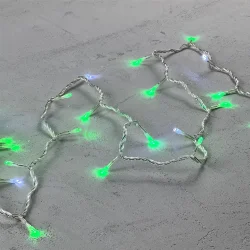 Гирлянда Нить 10м Зеленая с Мерцанием Белого Диода 220В, 100 LED, Провод Прозрачный ПВХ, IP54