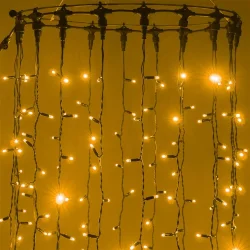 Гирлянда Занавес 2 x 2 м Желтый 220В, 400 LED, Провод Черный Каучук 2,3мм, IP65