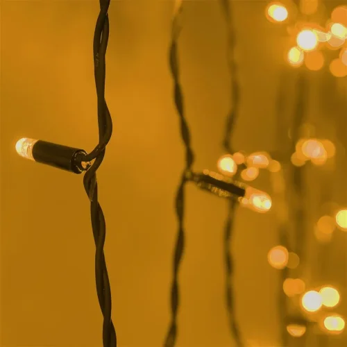 Гирлянда Занавес 2 x 2 м Желтый 220В, 400 LED, Провод Черный Каучук 2,3мм, IP65. Фото 5.