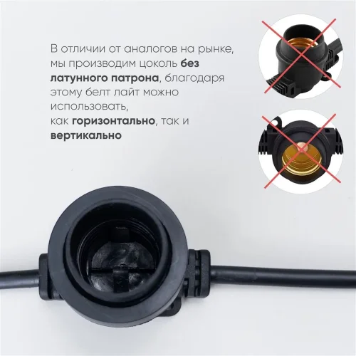 Белт-Лайт LTC 10м, Провод Черный Каучук, Шаг 40 см, 25  Патронов, IP65. Фото 2.