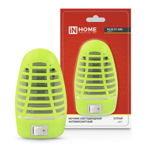 Ночник светодиодный антимоскитный NLM 01-MG зеленый с выключателем 230В IN HOME - Фото