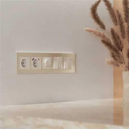 Рамка из металла на 5 постов AluMax шампань алюминий W0053511 - фото 3