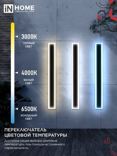 Светильник уличный светодиодный ДБУ MARS90-30AC-ВL 30Вт 3CCT 900x80 IP54 черный IN HOME - Фото 8