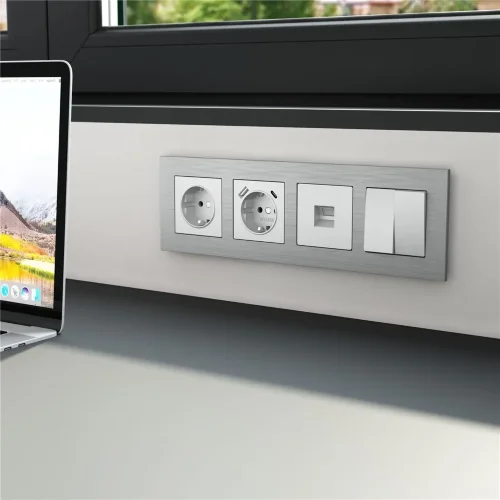 Рамка из металла на 4 поста АluMax алюминий W0043506 - фото 2