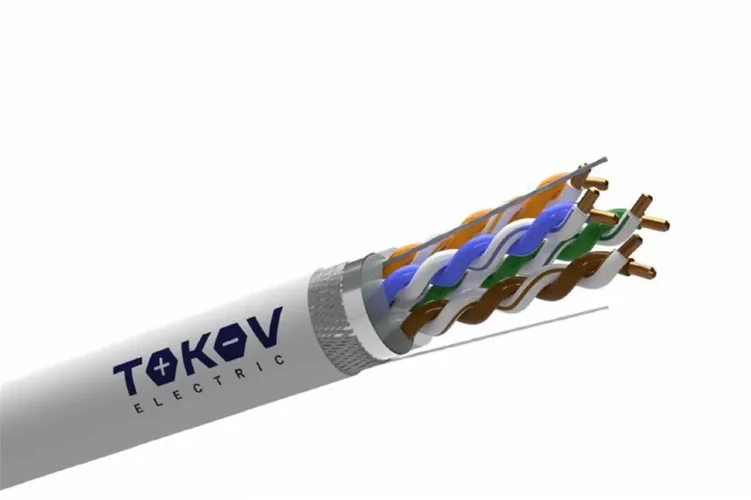 Кабель витая пара SF/UTP 4х2х24AWG(0.52мм) кат.5E нг(А)-HF (LSZH) indoor Fluke tested 305м (м) PRO TOKOV ELECTRIC TKP-C06-SF-42-5E-305-LSZH - фото
