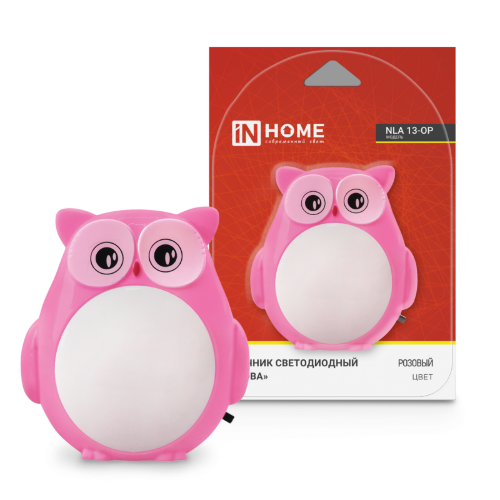 Ночник светодиодный NLA 13-OP СОВА розовая с выкл 230В IN HOME - Фото