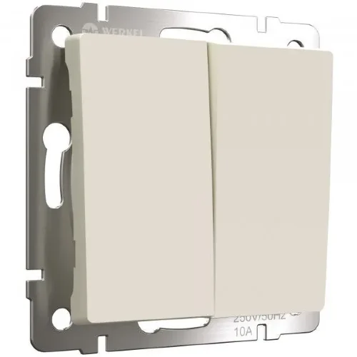 Выключатель двухклавишный с самовозвратом (айвори матовый) W1122462 - фото