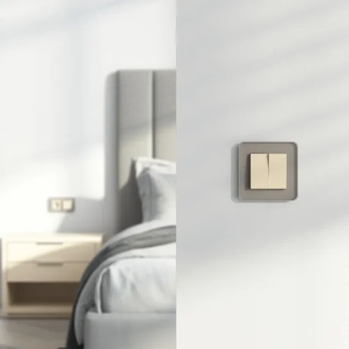 Выключатель двухклавишный с самовозвратом (айвори матовый) W1122462 - фото 6