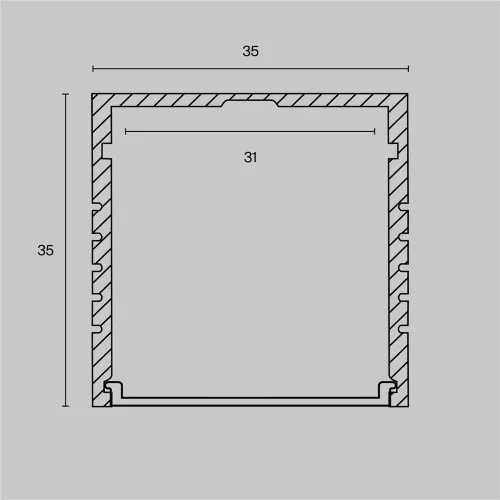 Алюминиевый профиль накладной 35×35 (Серебро, 2 м), ALM-3535A-S-2M (Серебро) - фото 2