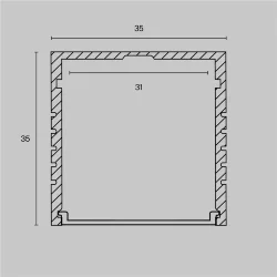 Алюминиевый профиль накладной 35x35 (Серебро, 2 м), ALM-3535A-S-2M (Серебро) ALM-3535A-S-2M