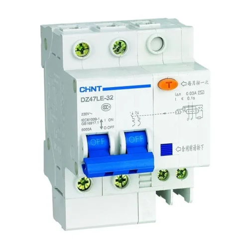 Выключатель автоматический дифференциального тока 2п C 32А 30мА тип AC 6кА DZ47LE-32 CHINT 199633 - фото