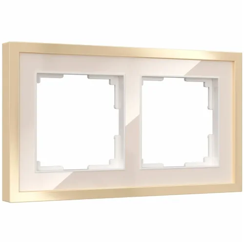 Рамка из металла на 2 поста Baguette айвори/латунь W0022851 - фото