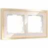 Рамка из металла на 2 поста Baguette айвори/латунь W0022851 - фото