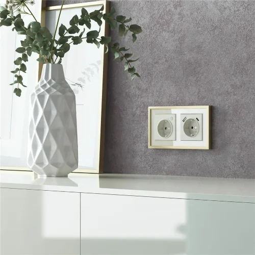 Рамка из металла на 2 поста Baguette айвори/латунь W0022851 - фото 4