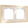 Рамка из металла на 2 поста Baguette айвори/латунь W0022851 - фото
