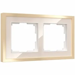 Рамка из металла на 2 поста Baguette айвори/латунь W0022851