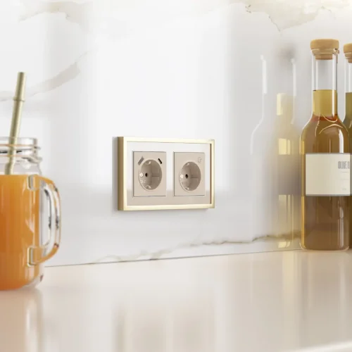 Рамка из металла на 2 поста Baguette айвори/латунь W0022851 - фото 2