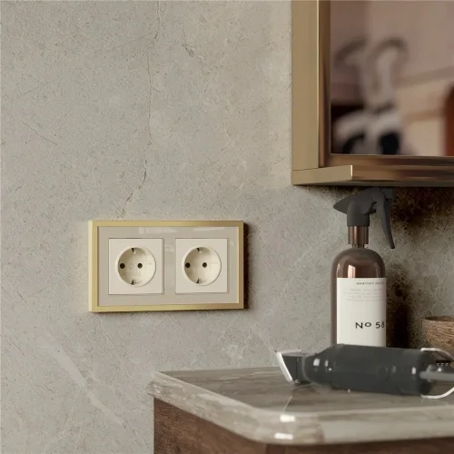 Рамка из металла на 2 поста Baguette айвори/латунь W0022851 - фото 3