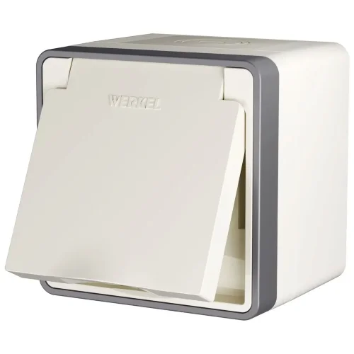 Розетка влагозащ. с зазем. с защит. крышкой и шторками Gallant слоновая кость W5071203 - фото