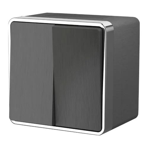 Выключатель двухклавишный влагозащищенный Gallant графит рифленый W5020204 - фото