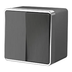 Выключатель двухклавишный влагозащищенный Gallant графит рифленый W5020204