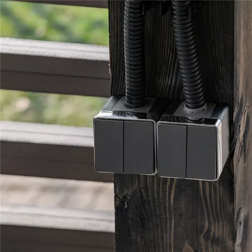 Выключатель двухклавишный влагозащищенный Gallant графит рифленый W5020204 - фото 2