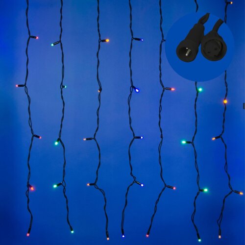 ULD-C2030-240-TBK MULTI IP67 Занавес светодиодный с эффектом мерцания, 3х2м, Соединяемый, 240 светодиодов, Разноцветный свет, Провод черный. - фото 1