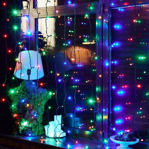 ULD-C2030-240-TBK MULTI IP67 Занавес светодиодный с эффектом мерцания, 3х2м, Соединяемый, 240 светодиодов, Разноцветный свет, Провод черный. - фото 7