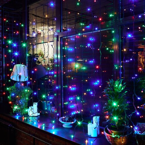 ULD-C2030-240-TBK MULTI IP67 Занавес светодиодный с эффектом мерцания, 3х2м, Соединяемый, 240 светодиодов, Разноцветный свет, Провод черный. - фото 8