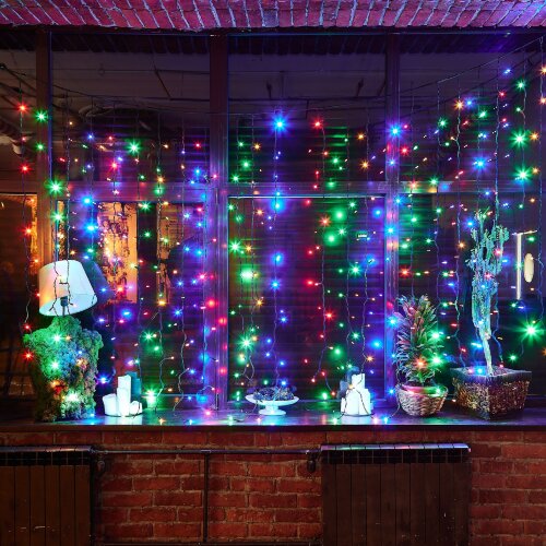 ULD-C2030-240-TBK MULTI IP67 Занавес светодиодный с эффектом мерцания, 3х2м, Соединяемый, 240 светодиодов, Разноцветный свет, Провод черный. - фото 6