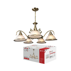 Люстра под лампу CLASSIC GRAND-CN-5E27-BR 5хЕ27 белый плафон, медный корпус IN HOME