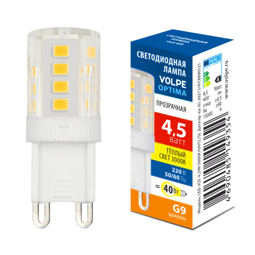 LED-JCD-4.5W-3000K-G9-CL-SLS Лампа светодиодная, прозрачная, Теплый белый свет 3000K - фото 3