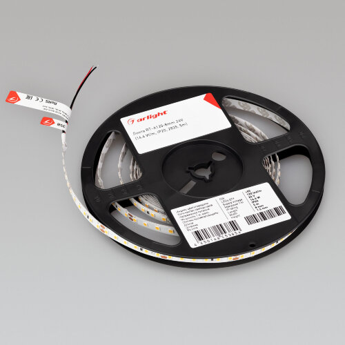 Светодиодная лента RT-A120-8mm 24V Warm2400 (14.4 W/m, IP20, 2835, 5m) (Arlight, Открытый) - фото 3