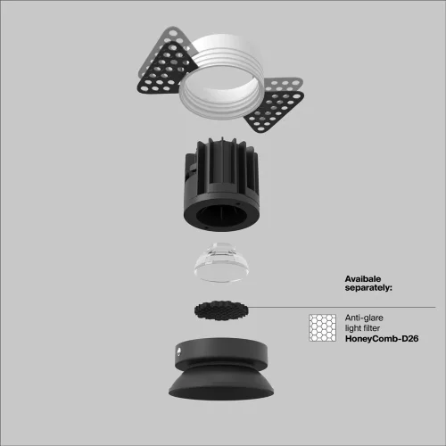 Встраиваемый светильник Раунд / Round 7 Вт 4000 К 50° (Черный) DL058-7W4K-TRS-B - фото 2