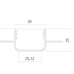 Алюминиевый LED профиль LINE 3525 FANTOM LT70 (с экраном) — 3000мм