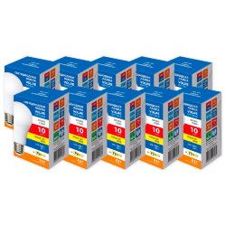 LED-A60-10W-3000K-E27-FR-SLS SET10 Лампа светодиодная, Форма А, матовая, Серия Optima, Теплый белый свет 3000K, Упаковка 10 штук