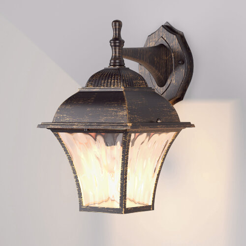 Уличный настенный светильник Apus D черное золото IP33 - фото 1