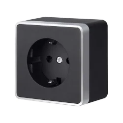 Розетка с заземлением и шторками Gallant черный с серебром W5071134 W5071134