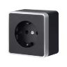 Розетка с заземлением и шторками Gallant черный с серебром W5071134 W5071134 - фото