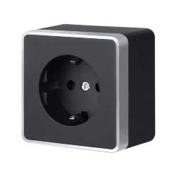 Розетка с заземлением и шторками Gallant черный с серебром W5071134 W5071134