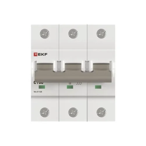 Выключатель автоматический модульный 3п C 100А 15кА ВА 47-125 PROxima EKF mcb47125-3-100C - фото 3
