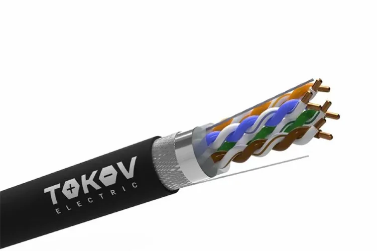 Кабель витая пара SF/UTP 4х2х24AWG (0.52мм) кат.5E PE TOKOV PRO Fluke tested (м) TOKOV ELECTRIC TKP-C05-SF/UTP-42-5E-305-OD - фото