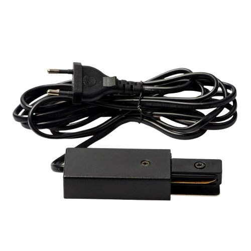 UBX-Q122 G02 BLACK 1 POLYBAG Ввод питания для шинопровода типа G с проводом питания 3м и вилкой. Однофазный. Черный. ТМ Volpe - фото