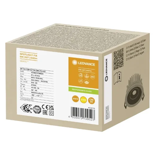 Светильник светодиодный встраиваемый 8W/927 DIM (Отсечка) 36° IP44 640Lm d81(68)x42 | DIP-переключатель | SPOT FIX | - LEDVANCE. Фото 8