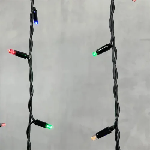 Гирлянда Бахрома 3,2 x 0,9 м Разноцветная 220В, 168 LED, Провод Черный Каучук, IP65. Фото 3.