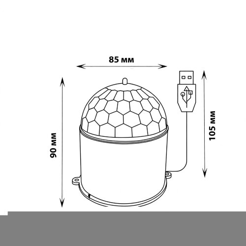 ULI-Q312 3W-RGBYP BLACK Светодиодный светильник-проектор, Многоцветный, USB провод в-к, Черный - фото 5