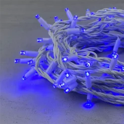 Гирлянда Нить 10м Синяя 220В, 100 LED, Провод Белый Каучук, IP65